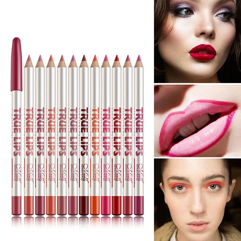 6/12Pcs/set Cosmetic Professional Wood Lipliner Waterproof - LIPOXI