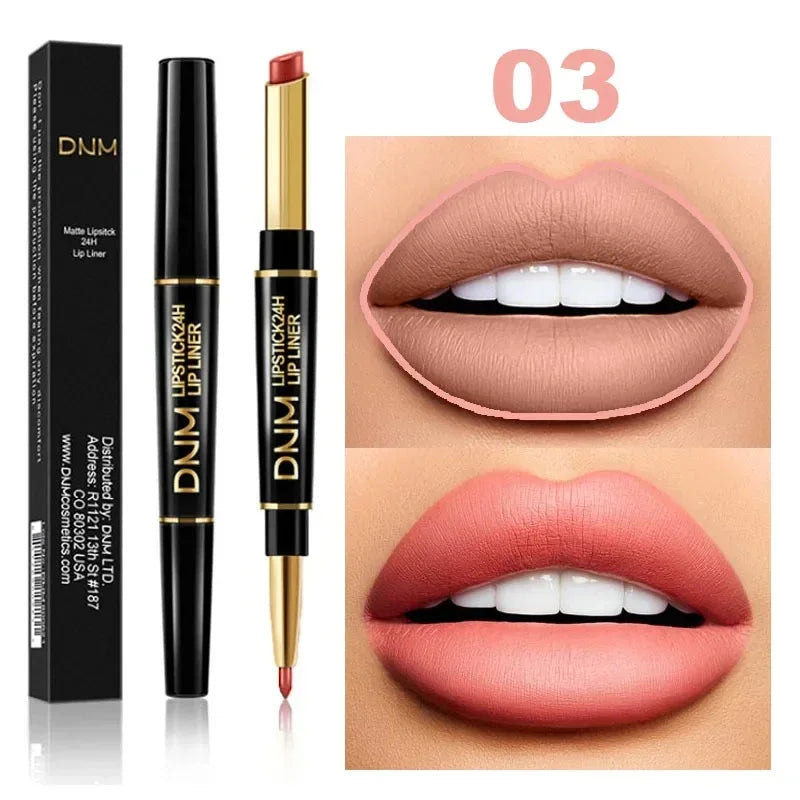 2 In 1 Matte Lipstick Pencil Double Ended Lip Liner Pen - LIPOXI