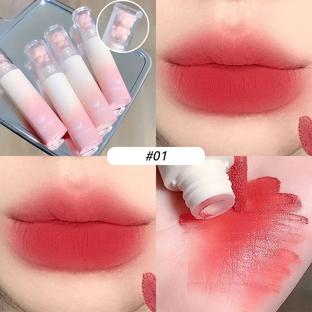 Cute Bear Velvet Lip Gloss Girl's Matte Waterproof Lipstick - LIPOXI