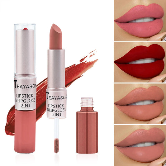 Long Lasting Velvet Matte Lipstick Double Head Gloss Makeup - LIPOXI