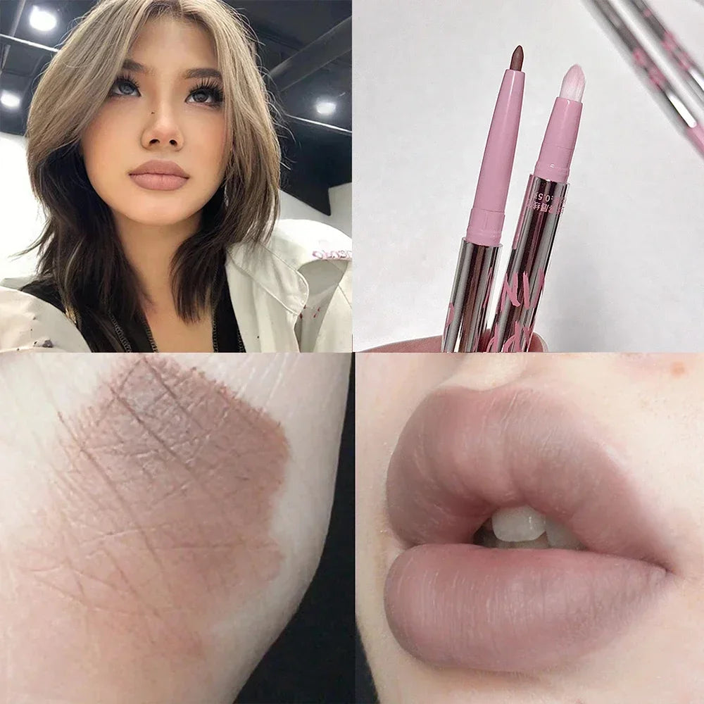 Lip Liner Pen Matte Lipstick Pen Silver Tube Waterproof - LIPOXI