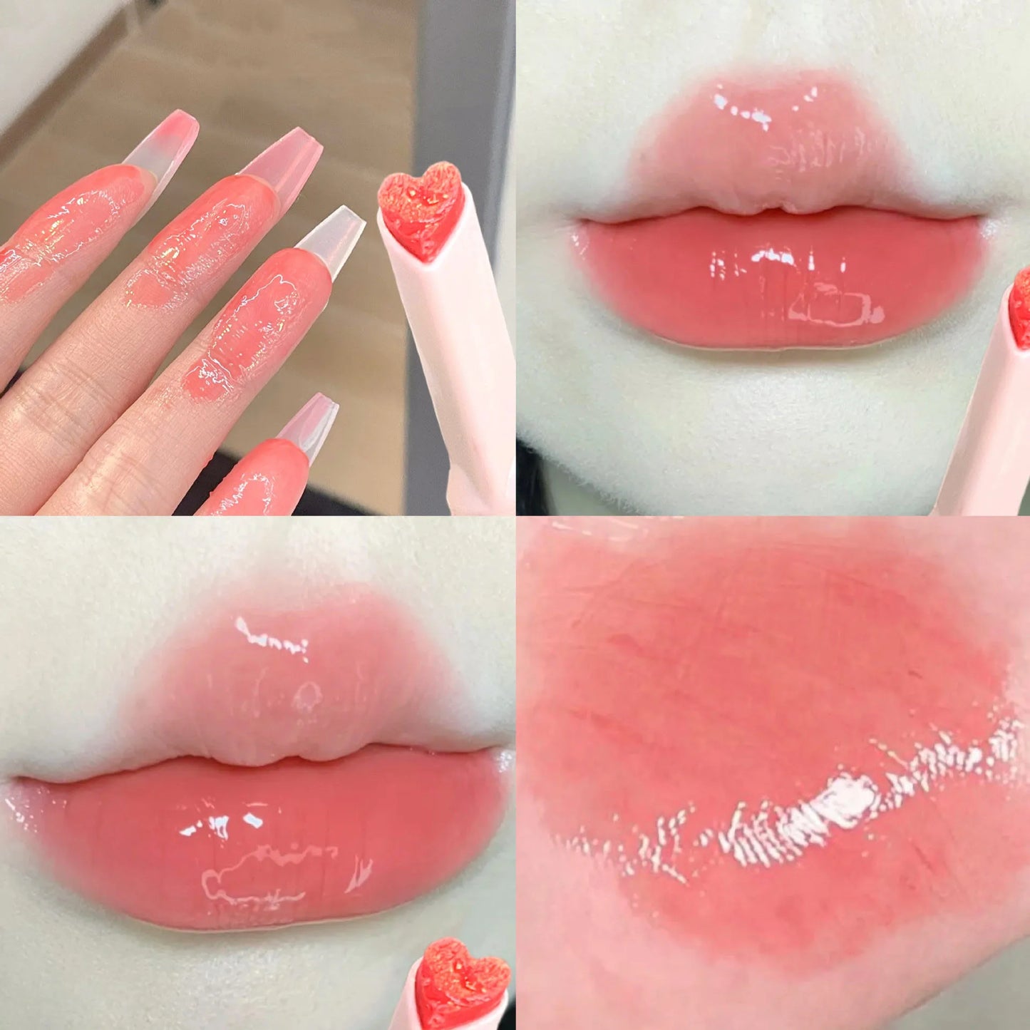 Water-Light Lip Glaze Mirror Glitter Lip Tint Love Heart Shape - LIPOXI