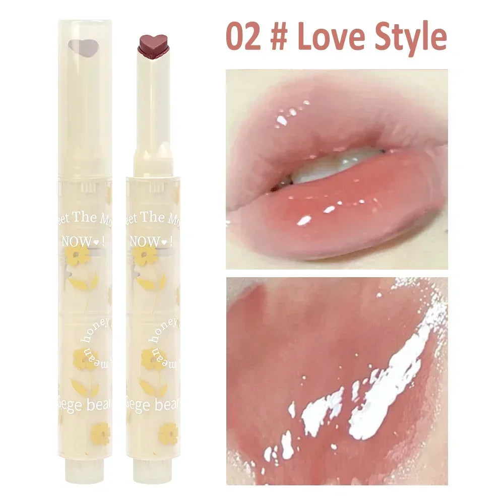 Jelly Mirror Lipstick Makeup Love Shape Long Lasting Gloss - LIPOXI