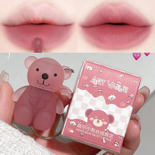 Cute Bear Keychain Lip Gloss Matte Lip Tint Makeup Cosmetics - LIPOXI