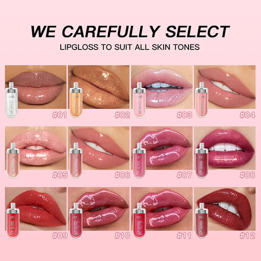 12 Colors Glitter Lip Gloss Long Lasting Moisturizing Shine - LIPOXI