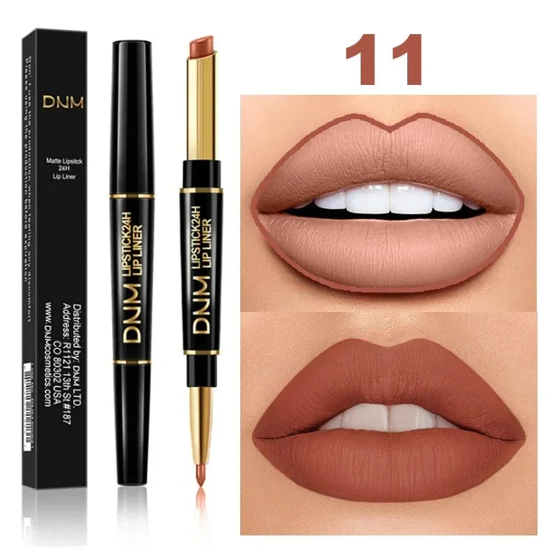 2 In 1 Matte Lipstick Pencil Double Ended Lip Liner Pen - LIPOXI