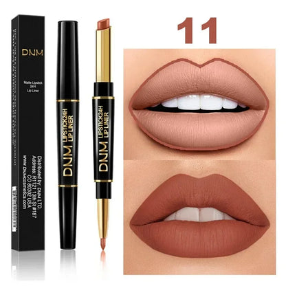 2 In 1 Matte Lipstick Pencil Double Ended Lip Liner Pen - LIPOXI