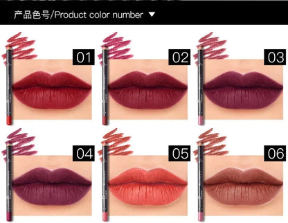 12 Pcs Set Waterproof Lip Liner Pencil Nude Matte Moisturizing - LIPOXI