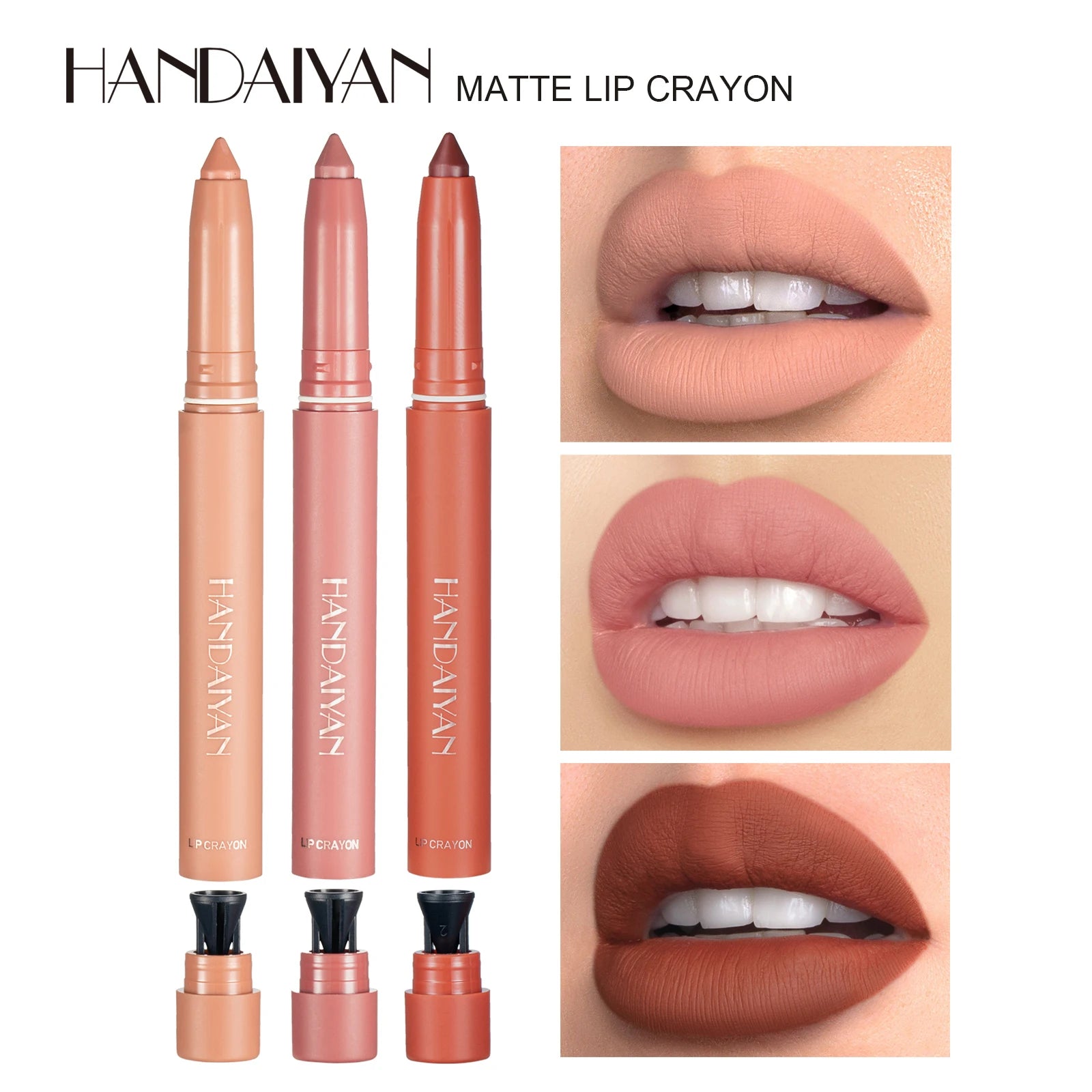 HANDAIYAN 12 Colors Crayon Lipstick High Pigment Matte Lip Liner - LIPOXI