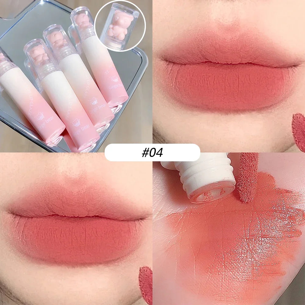 Cute Bear Velvet Lip Gloss Girl's Matte Waterproof Lipstick - LIPOXI