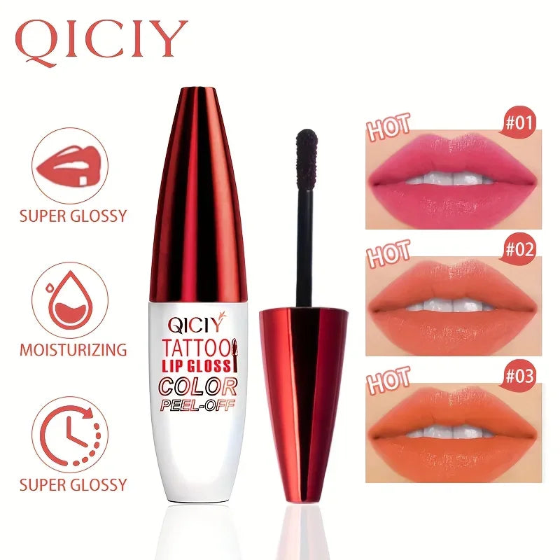 QICY Tattoo Lip Gloss Peel-Off Long-Lasting Moisturizing - LIPOXI