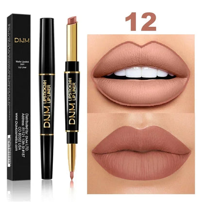 2 In 1 Matte Lipstick Pencil Double Ended Lip Liner Pen - LIPOXI