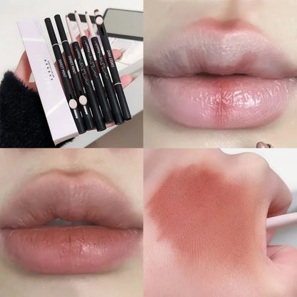 Double Head Lipliner Pencil with Brush Long Lasting Nude Makeup - LIPOXI