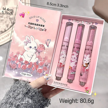 Solid Lip Gloss Gege Bear Garden Pink Rabbit Lip Set - LIPOXI