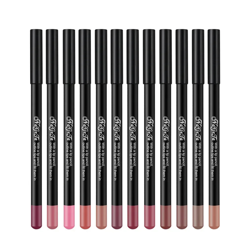 12Colors Matte Lip Liner Pen Waterproof Alluring Lips Cosmetics - LIPOXI