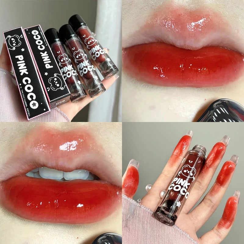 Black Mirror Water Lip Glaze Sexy Red Lip Tint Korean Cosmetic - LIPOXI