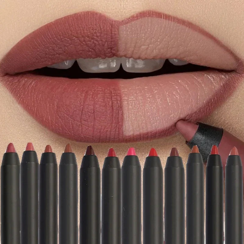 Nude Brown Lip Liner Pencil Lipstick Matte Waterproof Beauty - LIPOXI