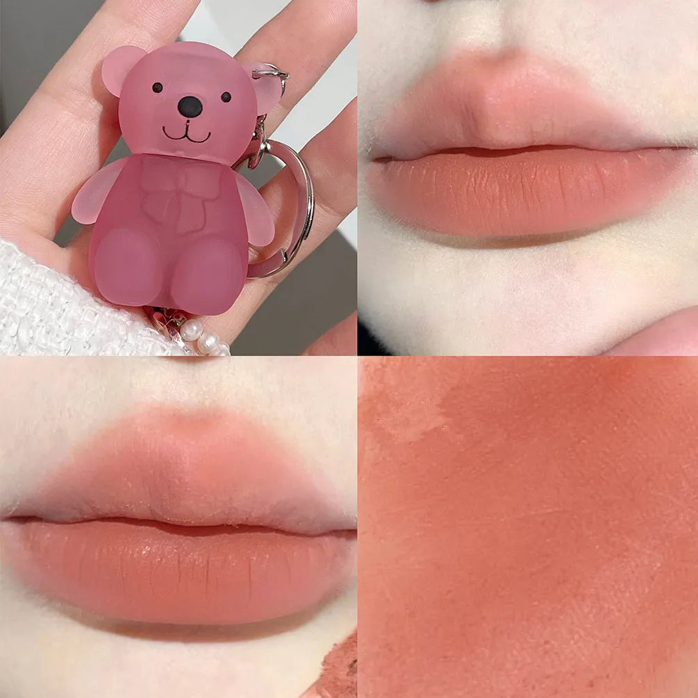 Cute Bear Keychain Lip Gloss Matte Lip Tint Makeup Cosmetics - LIPOXI