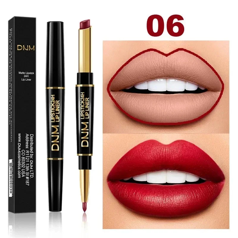 2 In 1 Matte Lipstick Pencil Double Ended Lip Liner Pen - LIPOXI