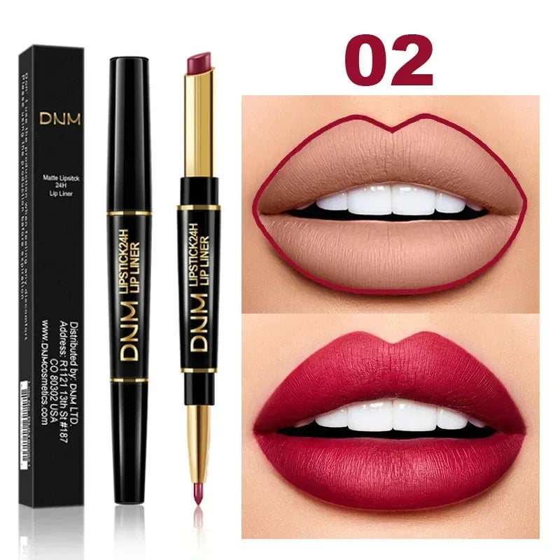 2 In 1 Matte Lipstick Pencil Double Ended Lip Liner Pen - LIPOXI