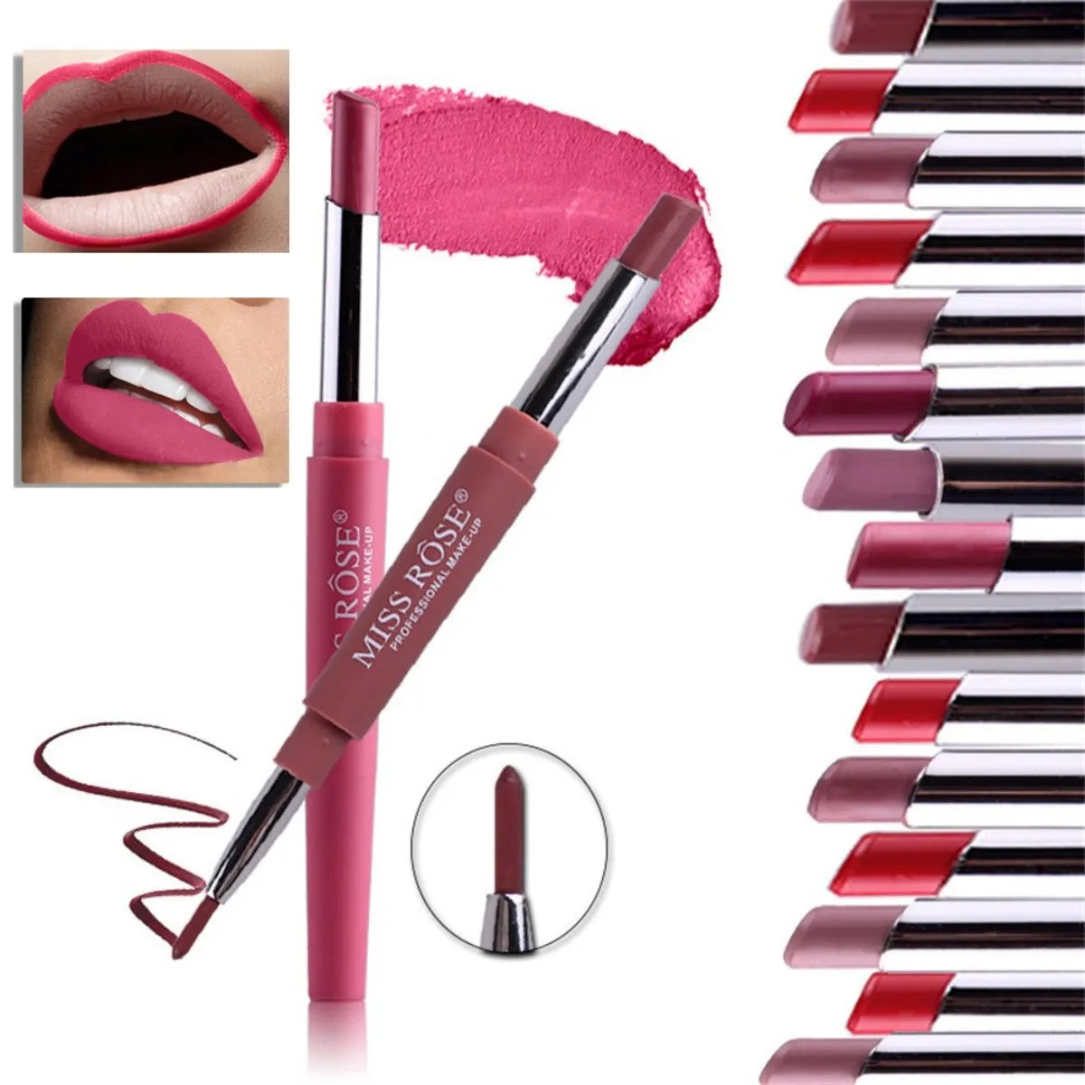 1PC 8 Colors Double Opening Lipstick Matte Waterproof Tools - LIPOXI