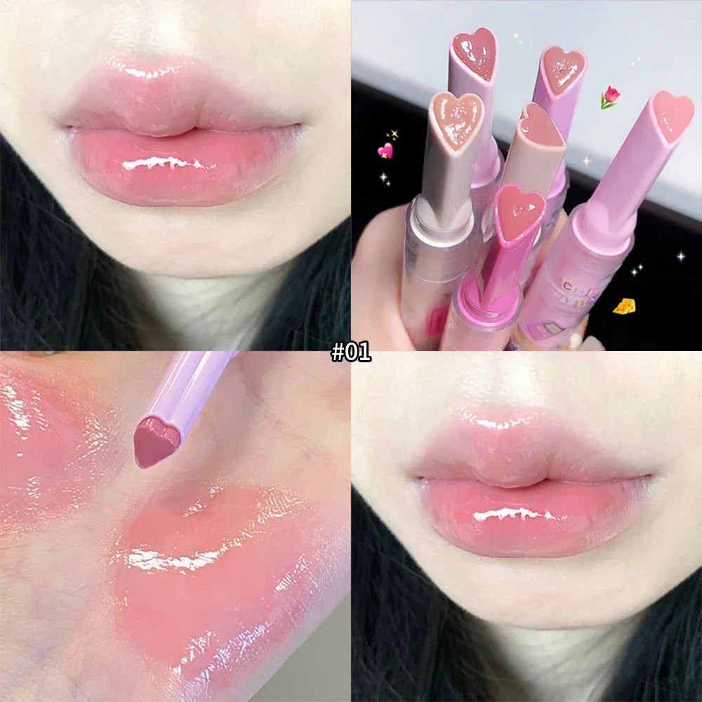 Thin Tube Heart-Shaped Lipstick Jelly Mirror Lip Gloss - LIPOXI