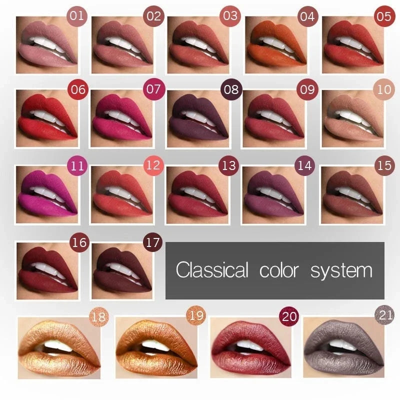 Waterproof Nude Matte Velvet Glossy Lip Gloss Lipstick Tube - LIPOXI