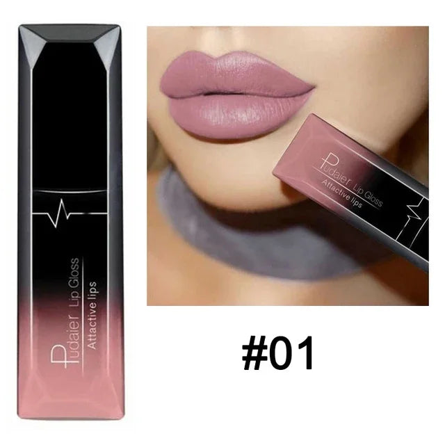Waterproof Nude Matte Velvet Glossy Lip Gloss Lipstick Tube - LIPOXI