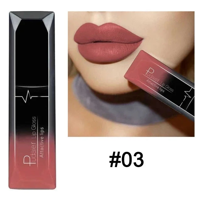 Waterproof Nude Matte Velvet Glossy Lip Gloss Lipstick Tube - LIPOXI