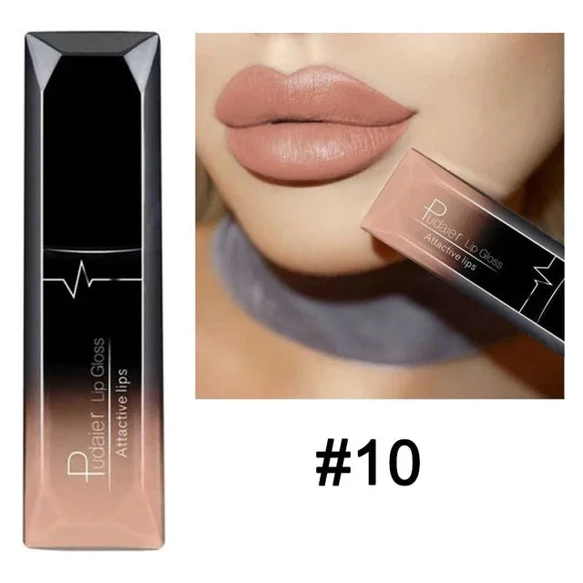 Waterproof Nude Matte Velvet Glossy Lip Gloss Lipstick Tube - LIPOXI