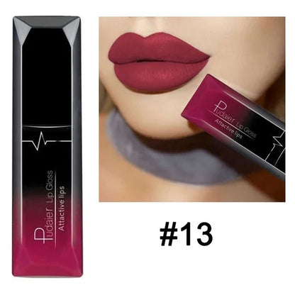 Waterproof Nude Matte Velvet Glossy Lip Gloss Lipstick Tube - LIPOXI