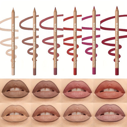 Matte Allure: 6-Piece Waterproof Lip Liner Set - LIPOXI