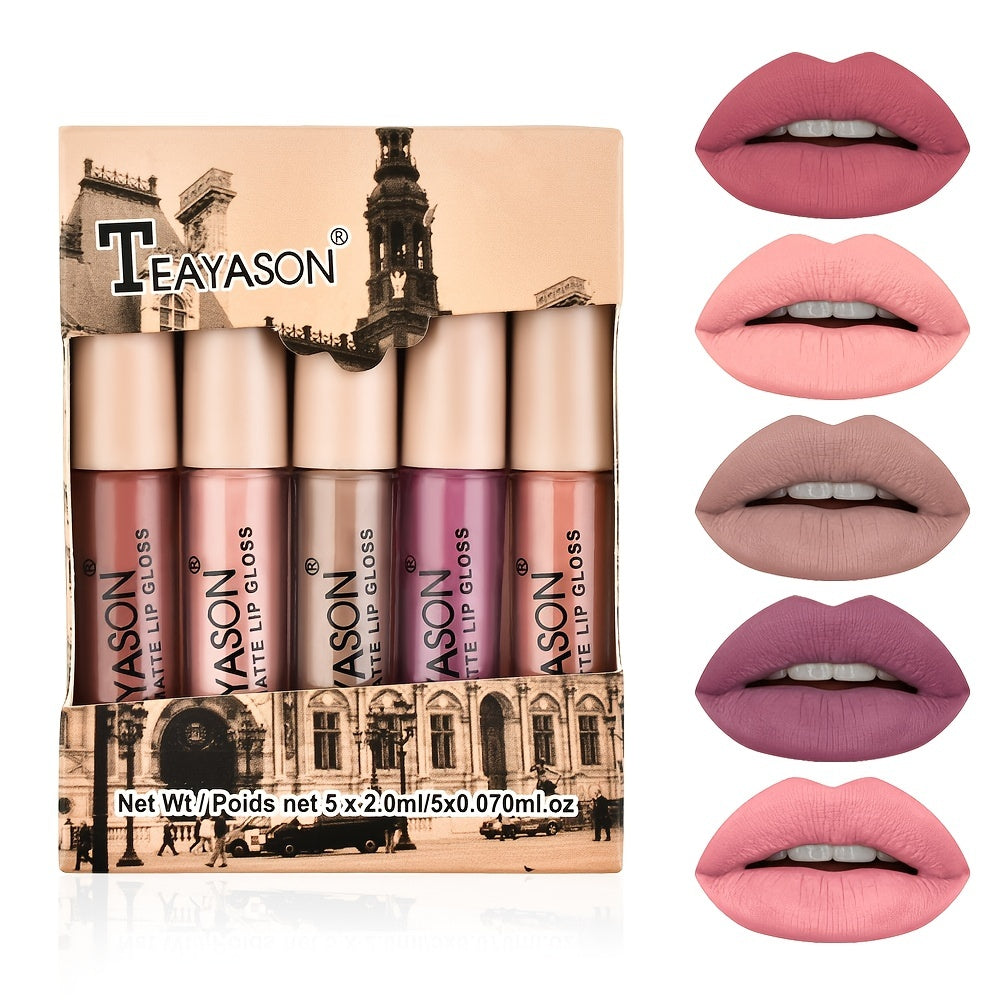 5pcs Matte Rose Lip Gloss Set - LIPOXI