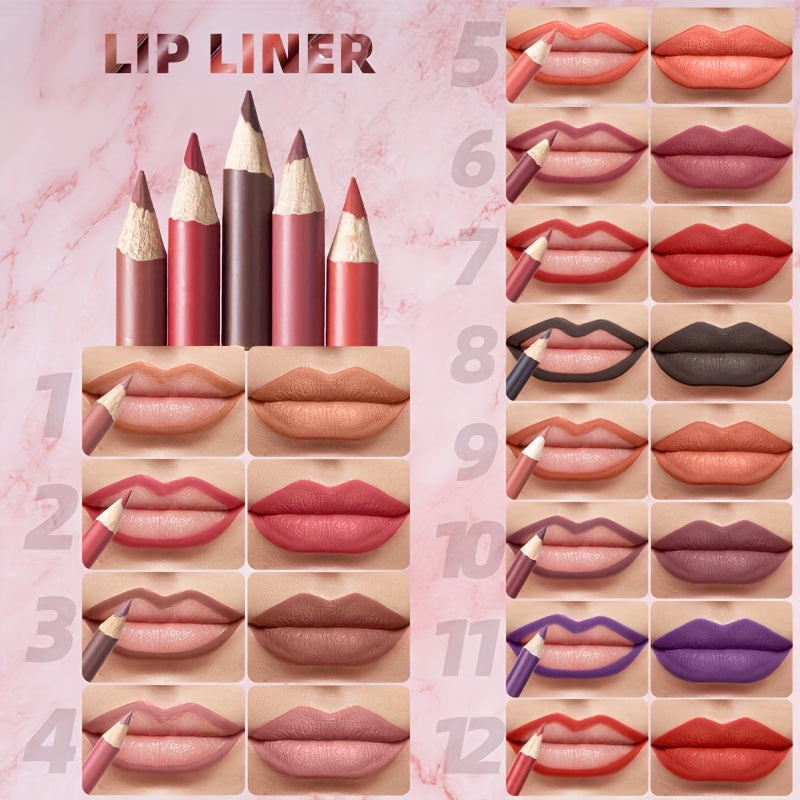 Vibrant 12-Color Lip Liner Set - LIPOXI