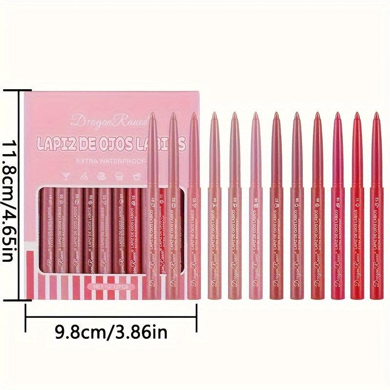 Vibrant 12-Color Lip Liner Set - LIPOXI