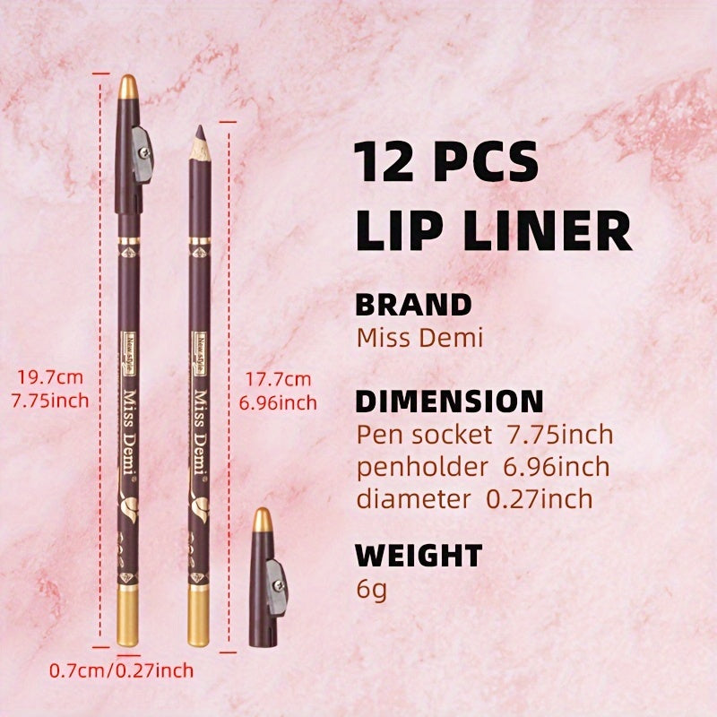 Vibrant 12-Color Lip Liner Set - LIPOXI