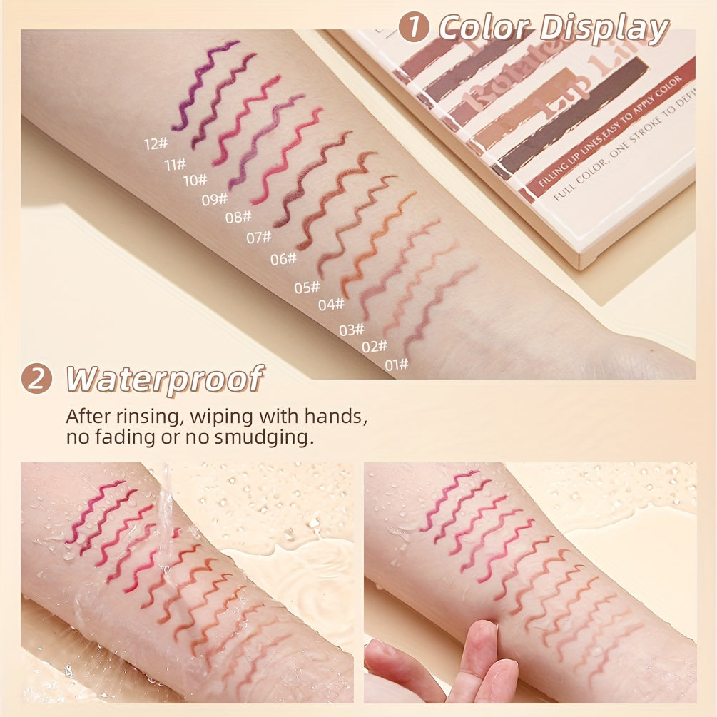 Qibest 12-Color Lip Liner Set - LIPOXI