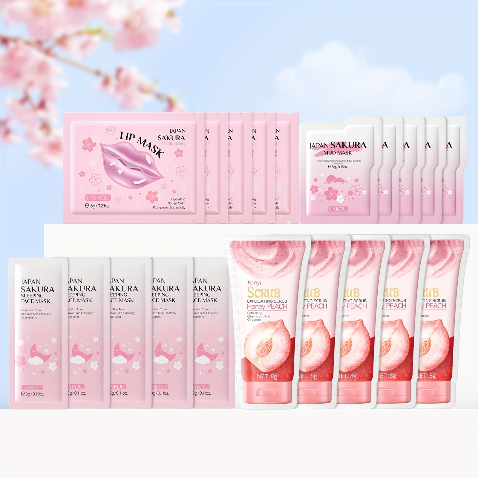 LAIKOU's 20-Piece Sakura Travel Kit - LIPOXI